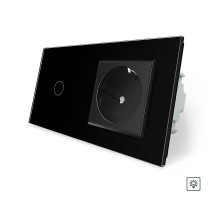Сенсорный диммер 1 сенсор 1 розетка черный стекло Livolo (VL-C701D/C7C1EU-12)