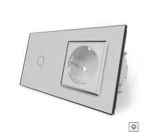 Сенсорный диммер 1 сенсор 1 розетка серый стекло Livolo (VL-C701D/C7C1EU-15)