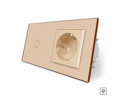 Сенсорный диммер 1 сенсор 1 розетка золото стекло Livolo (VL-C701D/C7C1EU-13)