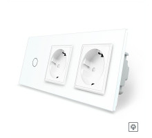Сенсорный диммер 1 сенсор 2 розетки белый стекло Livolo (VL-C701D/C7C2EU-11)
