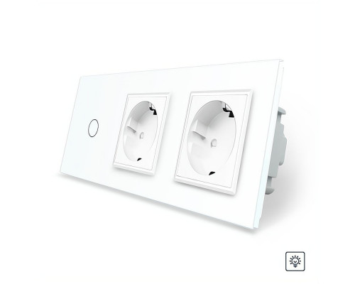 Сенсорный диммер 1 сенсор 2 розетки белый стекло Livolo (VL-C701D/C7C2EU-11)