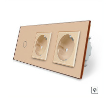 Сенсорный диммер 1 сенсор 2 розетки золото стекло Livolo (VL-C701D/C7C2EU-13)