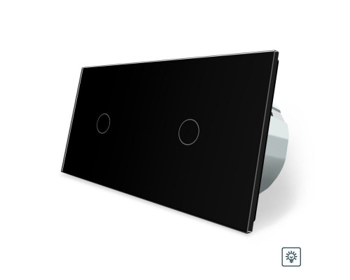 Сенсорный диммер 2 сенсора (1-1) черный стекло Livolo (VL-C701D/C701D-12)