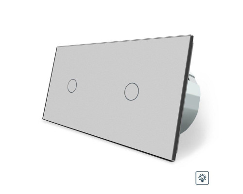 Сенсорный диммер 2 сенсора (1-1) серый стекло Livolo (VL-C701D/C701D-15)