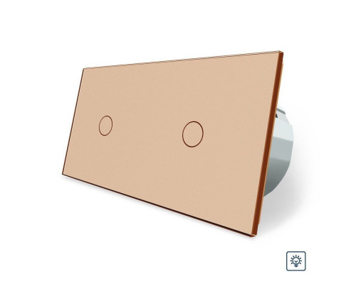 Сенсорный диммер 2 сенсора (1-1) золото стекло Livolo (VL-C701D/C701D-13)