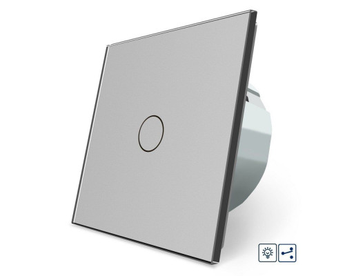 Сенсорный проходной диммер серый стекло Livolo (VL-C7FC1SD1-2GIP)