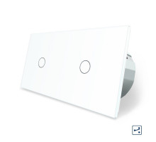 Сенсорный проходной выключатель 2 сенсора (1-1) белый стекло Livolo (VL-C701S/C701S-11)