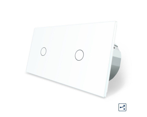 Сенсорный проходной выключатель 2 сенсора (1-1) белый стекло Livolo (VL-C701S/C701S-11)