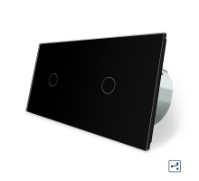 Сенсорный проходной выключатель 2 сенсора (1-1) черный стекло Livolo (VL-C701S/C701S-12)