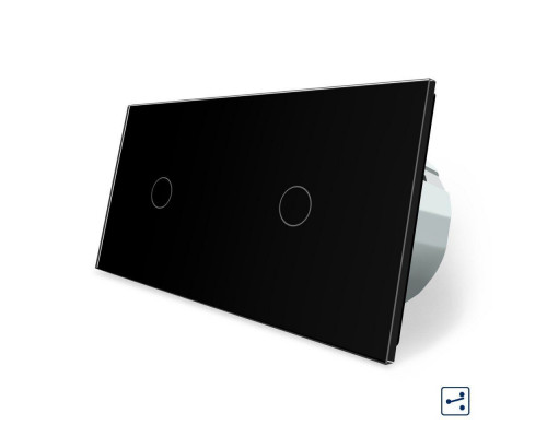 Сенсорный проходной выключатель 2 сенсора (1-1) черный стекло Livolo (VL-C701S/C701S-12)