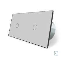 Сенсорный проходной выключатель 2 сенсора (1-1) серый стекло Livolo (VL-C701S/C701S-15)