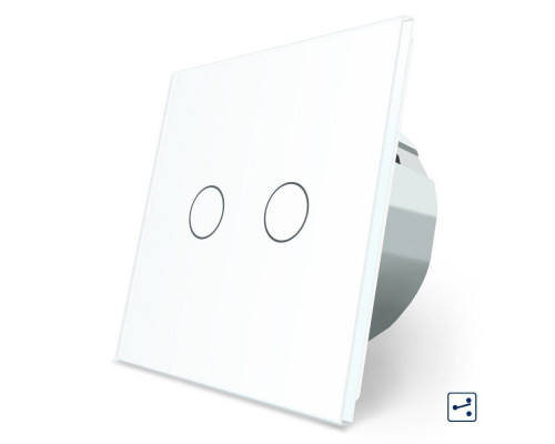 Сенсорный проходной выключатель 2 сенсора белый стекло Livolo (VL-C702S-11)