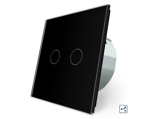 Сенсорный проходной выключатель 2 сенсора черный стекло Livolo (VL-C702S-12)