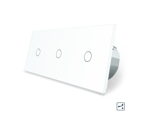 Сенсорный проходной выключатель 3 сенсора (1-1-1) белый стекло Livolo (VL-C703S-11)