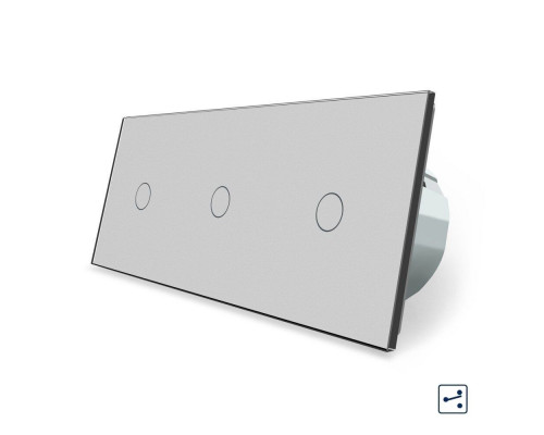 Сенсорный проходной выключатель 3 сенсора (1-1-1) серый стекло Livolo (VL-C703S-15)