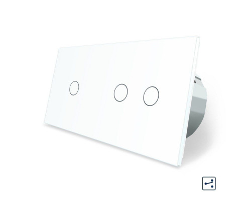 Сенсорный проходной выключатель 3 сенсора (1-2) белый стекло Livolo (VL-C701S/C702S-11)
