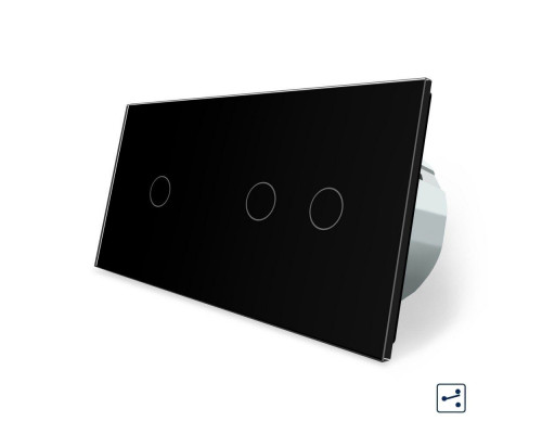 Сенсорный проходной выключатель 3 сенсора (1-2) черный стекло Livolo (VL-C701S/C702S-12)