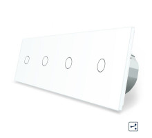 Сенсорный проходной выключатель 4 сенсора (1-1-1-1) белый стекло Livolo (VL-C704S-11)