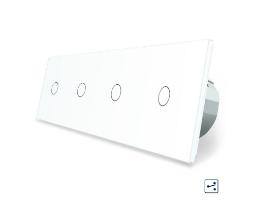 Сенсорный проходной выключатель 4 сенсора (1-1-1-1) белый стекло Livolo (VL-C704S-11)