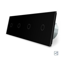 Сенсорный проходной выключатель 4 сенсора (1-1-1-1) черный стекло Livolo (VL-C704S-12)