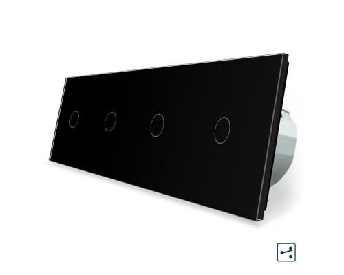 Сенсорный проходной выключатель 4 сенсора (1-1-1-1) черный стекло Livolo (VL-C704S-12)