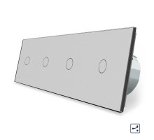 Сенсорный проходной выключатель 4 сенсора (1-1-1-1) серый стекло Livolo (VL-C704S-15)
