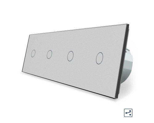 Сенсорный проходной выключатель 4 сенсора (1-1-1-1) серый стекло Livolo (VL-C704S-15)