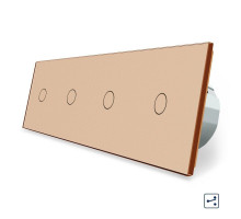 Сенсорный проходной выключатель 4 сенсора (1-1-1-1) золото стекло Livolo (VL-C704S-13)