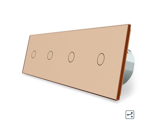 Сенсорный проходной выключатель 4 сенсора (1-1-1-1) золото стекло Livolo (VL-C704S-13)