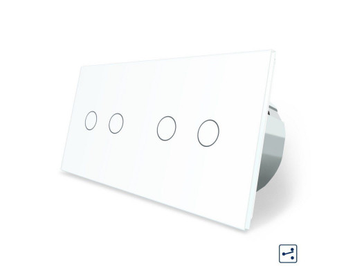 Сенсорный проходной выключатель 4 сенсора (2-2) белый стекло Livolo (VL-C702S/C702S-11)