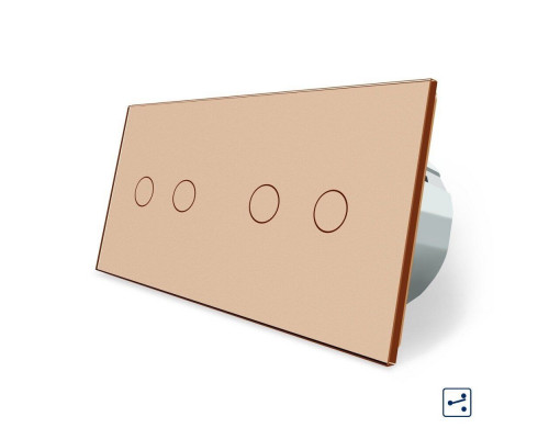 Сенсорный проходной выключатель 4 сенсора (2-2) золото стекло Livolo (VL-C702S/C702S-13)