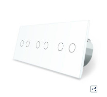 Сенсорный проходной выключатель 6 сенсоров (2-2-2) белый стекло Livolo (VL-C706S-11)