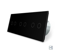 Сенсорный проходной выключатель 6 сенсоров (2-2-2) черный стекло Livolo (VL-C706S-12)