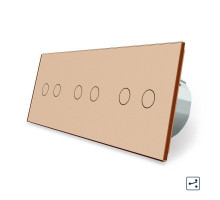 Сенсорный проходной выключатель 6 сенсоров (2-2-2) золото стекло Livolo (VL-C706S-13)