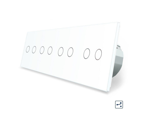 Сенсорный проходной выключатель 8 сенсоров (2-2-2-2) белый стекло Livolo (VL-C708S-11)