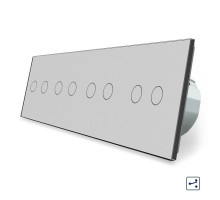 Сенсорный проходной выключатель 8 сенсоров (2-2-2-2) серый стекло Livolo (VL-C708S-15)