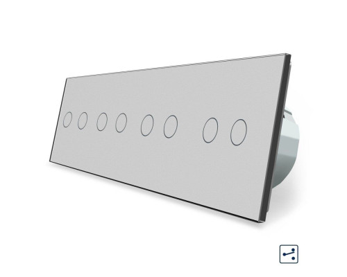 Сенсорный проходной выключатель 8 сенсоров (2-2-2-2) серый стекло Livolo (VL-C708S-15)