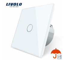 Сенсорный проходной выключатель с защитой от брызг 1 сенсор белый стекло Livolo (VL-C701S-IP-11)