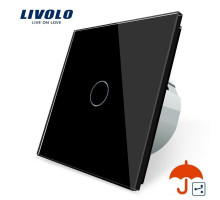 Сенсорный проходной выключатель с защитой от брызг 1 сенсор черный стекло Livolo (VL-C701S-IP-12)