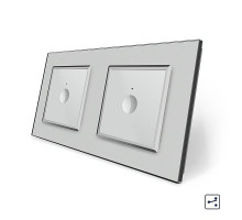 Сенсорный проходной выключатель Sense 2 сенсора (1-1) серый стекло Livolo (VL-C7FC1S/FC1S-4IP)