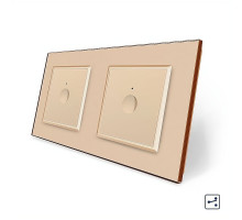 Сенсорный проходной выключатель Sense 2 сенсора (1-1) золотой стекло Livolo (VL-C7FC1S/FC1S-4AP)