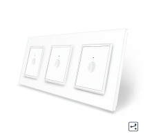 Сенсорный проходной выключатель Sense 3 сенсора (1-1-1) белый стекло Livolo (VL-C7FC1S/FC1S/FC1S-6WP)