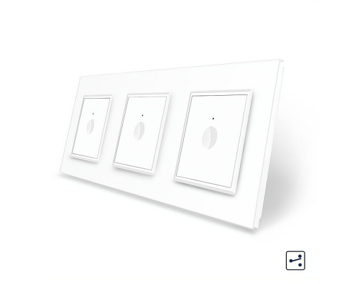 Сенсорный проходной выключатель Sense 3 сенсора (1-1-1) белый стекло Livolo (VL-C7FC1S/FC1S/FC1S-6WP)