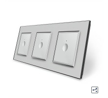 Сенсорный проходной выключатель Sense 3 сенсора (1-1-1) серый стекло Livolo (VL-C7FC1S/FC1S/FC1S-6IP)