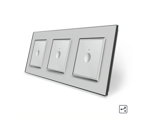 Сенсорный проходной выключатель Sense 3 сенсора (1-1-1) серый стекло Livolo (VL-C7FC1S/FC1S/FC1S-6IP)