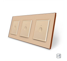 Сенсорный проходной выключатель Sense 3 сенсора (1-1-1) золотой стекло Livolo (VL-C7FC1S/FC1S/FC1S-6AP)