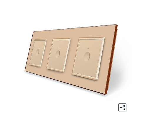 Сенсорный проходной выключатель Sense 3 сенсора (1-1-1) золотой стекло Livolo (VL-C7FC1S/FC1S/FC1S-6AP)