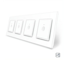 Сенсорный проходной выключатель Sense 4 сенсора (1-1-1-1) белый стекло Livolo (VL-C7FC1S/FC1S/FC1S/FC1S-8WP)