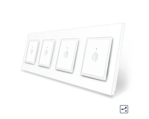 Сенсорный проходной выключатель Sense 4 сенсора (1-1-1-1) белый стекло Livolo (VL-C7FC1S/FC1S/FC1S/FC1S-8WP)