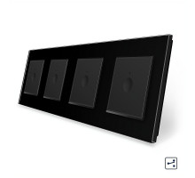 Сенсорный проходной выключатель Sense 4 сенсора (1-1-1-1) черный стекло Livolo (VL-C7FC1S/FC1S/FC1S/FC1S-8BP)